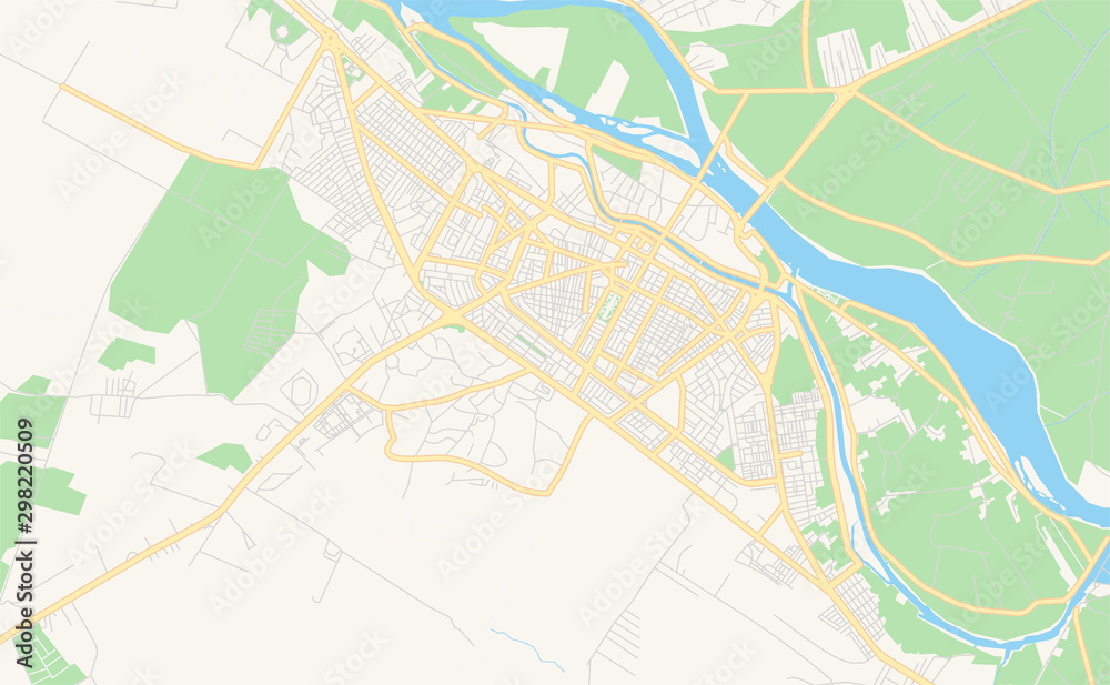 Printable street map of Deir ez-Zor, Syria