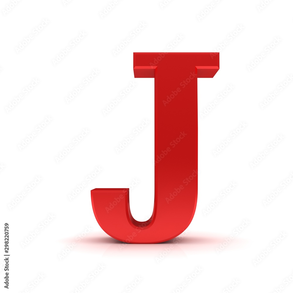 J letter red 3d sign alphabet capital rendering isolated on white J letter red 3d sign alphabet capital rendering isolated on white