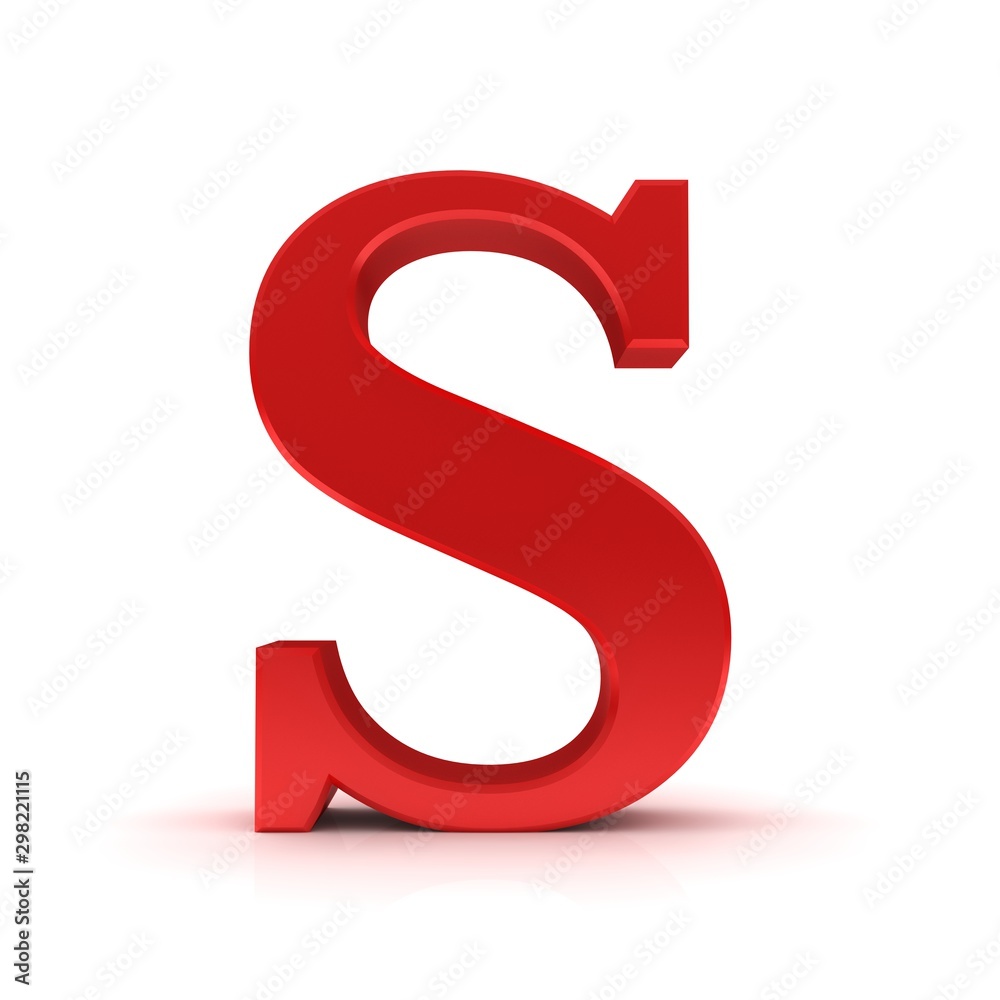 S letter red 3d sign alphabet capital rendering isolated on white S letter red 3d sign alphabet capital rendering isolated on white