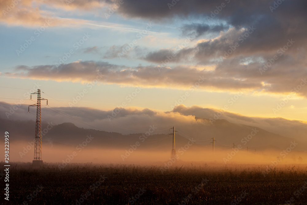 Obraz premium Winter, morning fog in Versilia, Tuscany