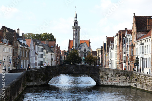 Bruges tourism streets and river Belgium