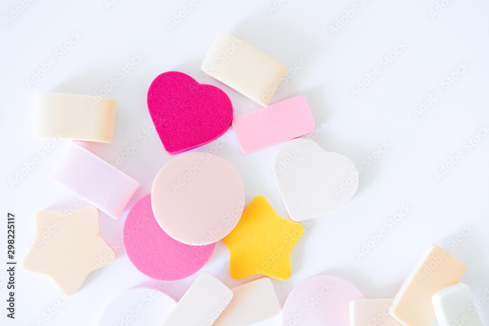 Assorted cosmetic sponges. Assorted cosmetic sponges.