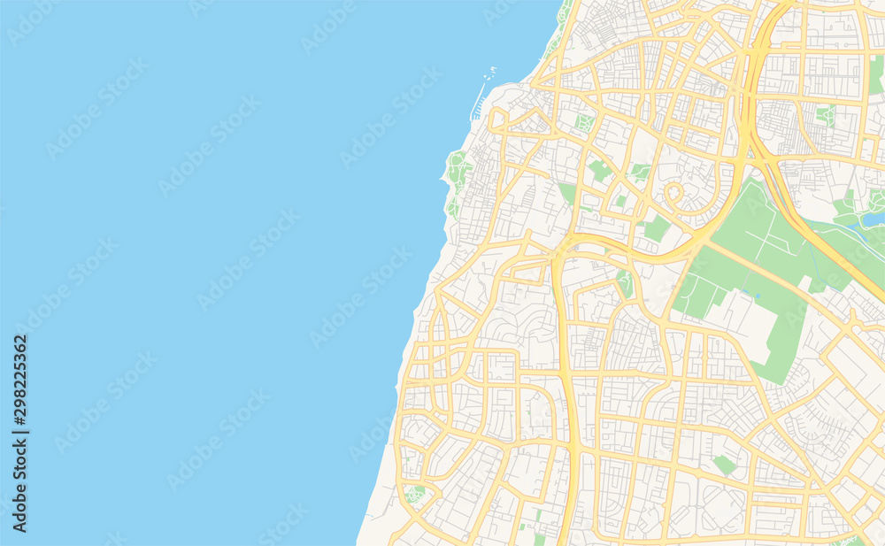 Printable street map of Bat Yam, Israel