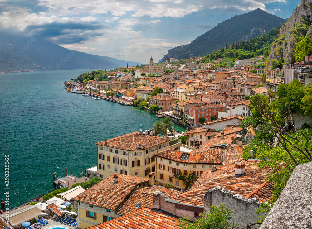 Limone sul Garda - The little town under the alps rocks on the Lago di Garda lake.