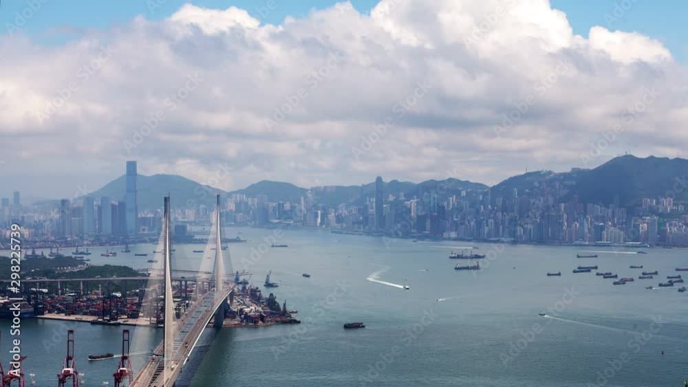 Timelapse Hong Kong city with famous Stonecutters Bridge Timelapse Hong Kong city with famous Stonecutters Bridge