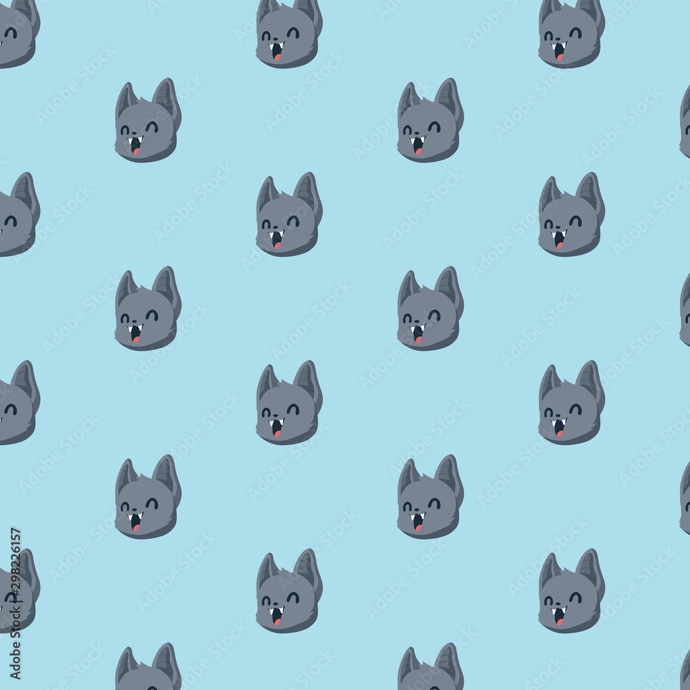 Vector pattern with bats on pastel background..