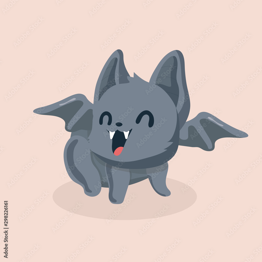 Cute bat cartoon on pastel background..