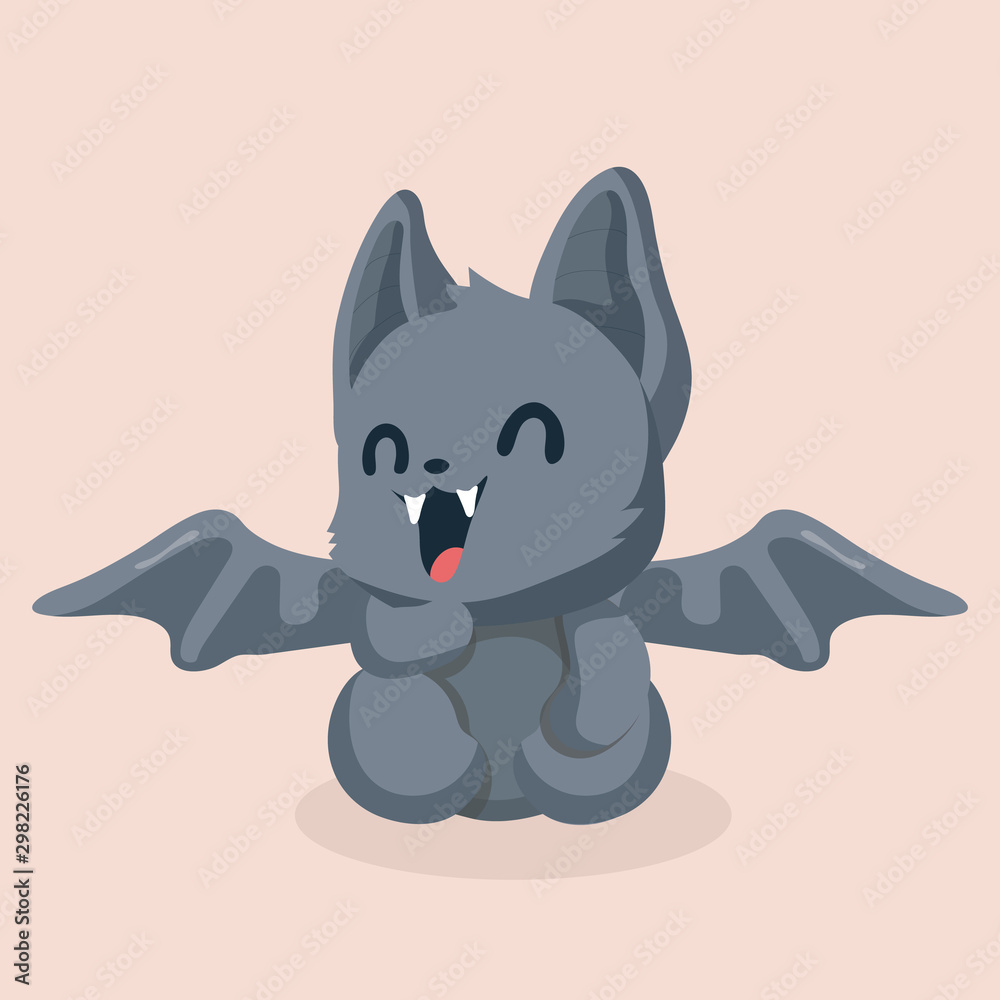 Cute bat cartoon on pastel background.. Cute bat cartoon on pastel background..