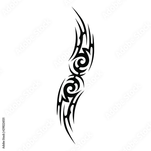 Tattoo tribal vector design. Ethnic tattoo tribal design black and white abstract swirl shape pattern vector template.