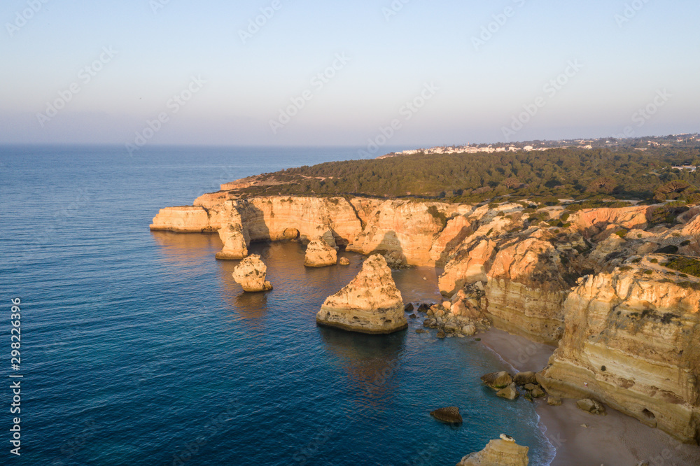 Aerial View of the Coastline in Algarve, Portugal