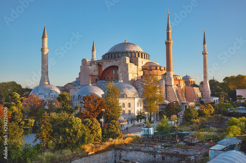 View to Hagia Sofia, beautiful historic landmark in Sultanahmet, Istanbul
