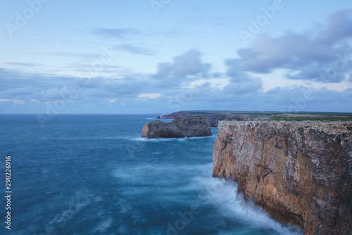 Cliffs at Cabo de São Vicente near Lagos in the South Portugal during the Sunset