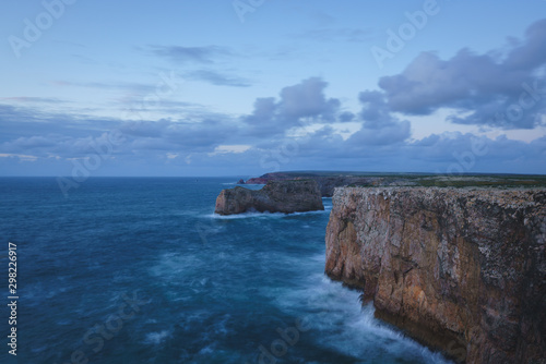 Cliffs at Cabo de São Vicente near Lagos in the South Portugal during the Sunset