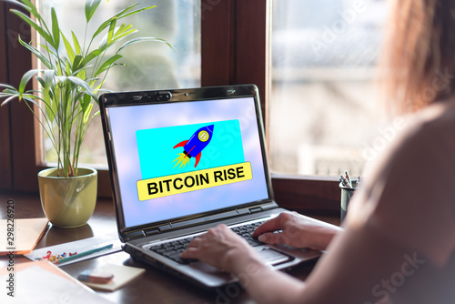 Bitcoin rise concept on a laptop screen