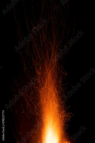Fire flame and spark trails background