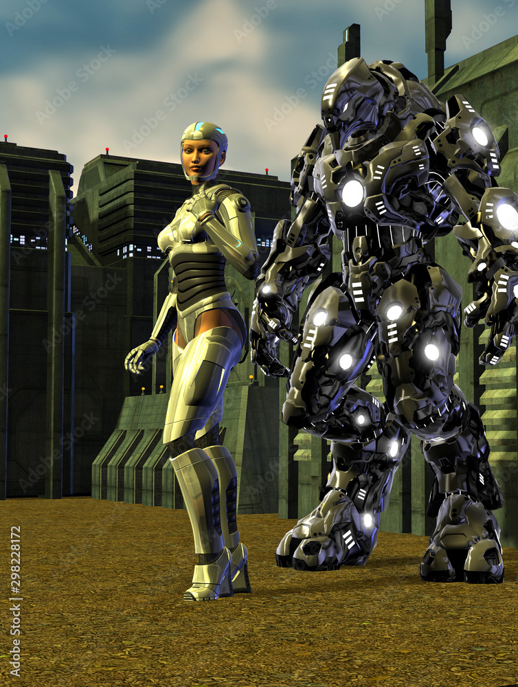 Fototapeta premium futuristic soldiers in armor