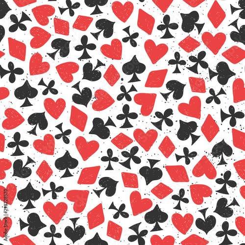 Vector seamless pattern poker cards for social media content. Vector hand drawn illustration design. 