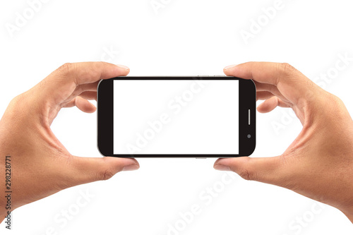 take a photo with smartphone isolated on white