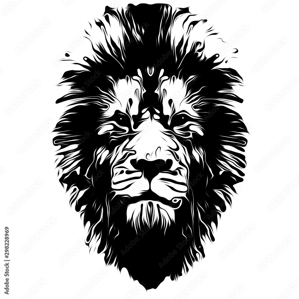 Tiger head tattoo illustration on white background Tiger head tattoo illustration on white background