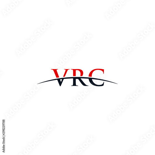 Initial letter VRC, overlapping movement swoosh horizon logo company design inspiration in red and dark blue color vector