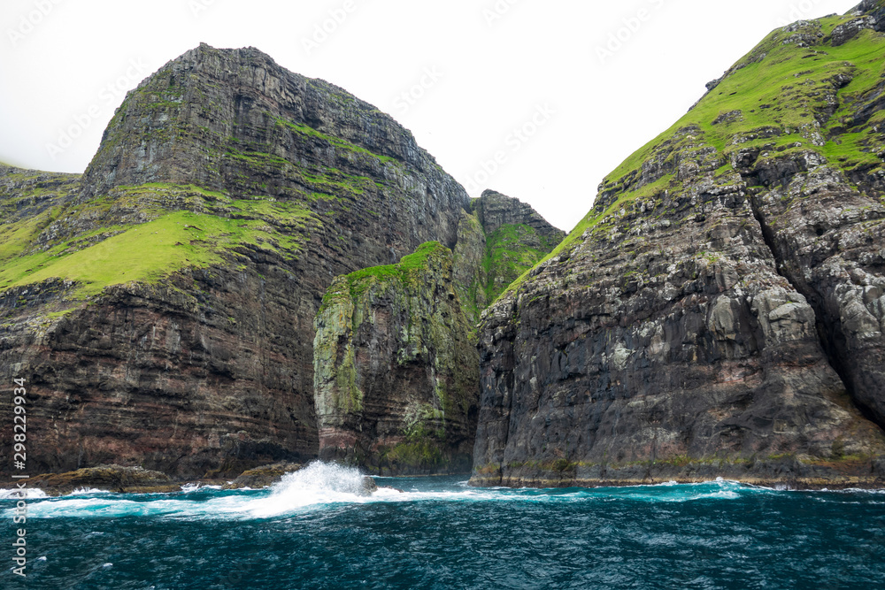 Vestmanna cliffs detailed view in Faroe Islands