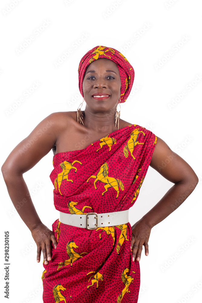 smiling woman in african fashion