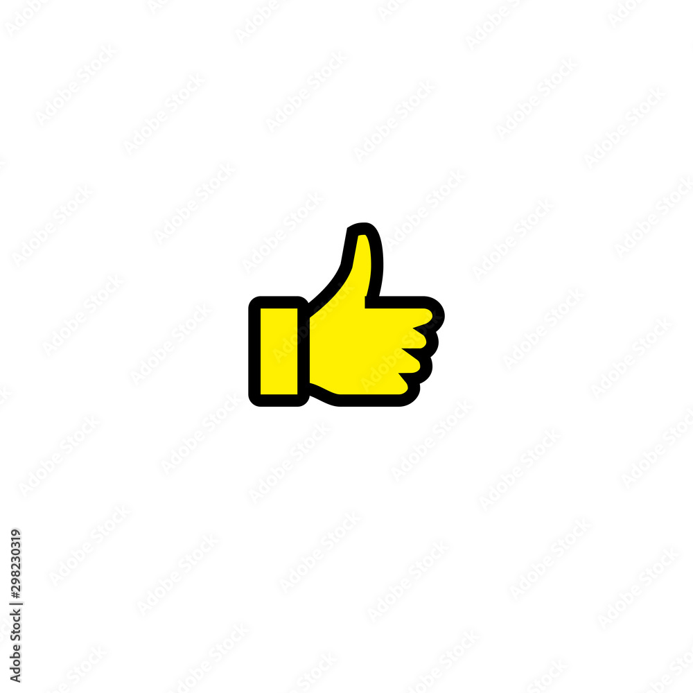 Like Button Vector Icon. Thumb Up Hand Isolated Line Icon