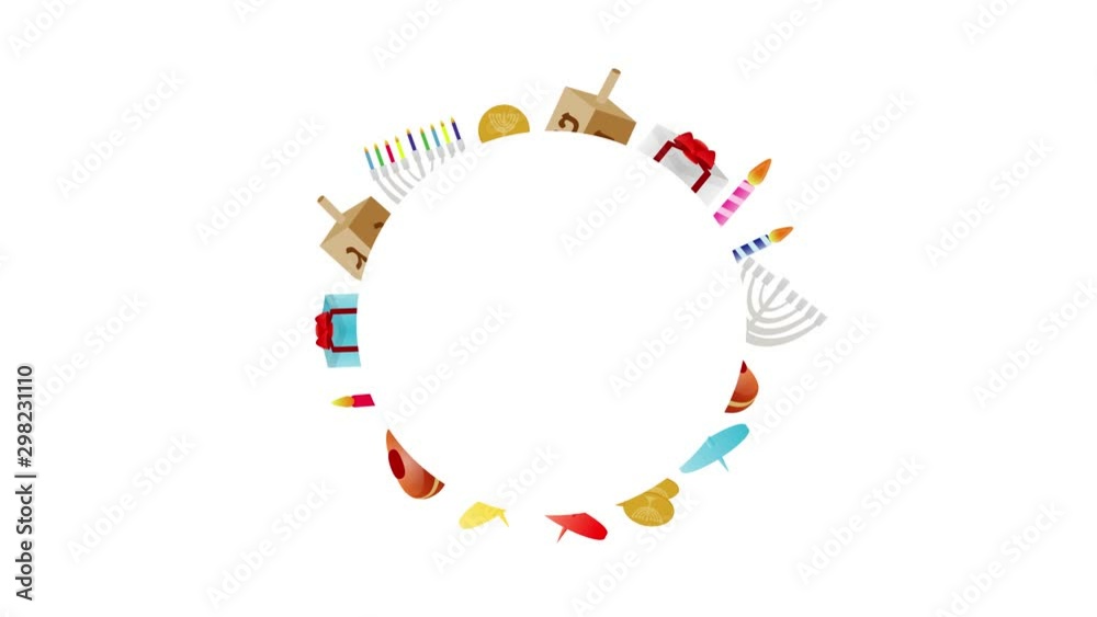 Round Happy Hanukkah Animated Video with Hanukkah Elements Round Happy Hanukkah Animated Video with Hanukkah Elements