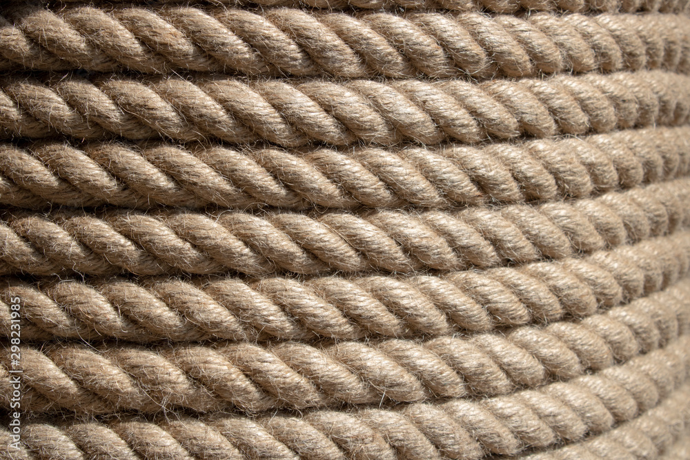 Rope wrapped on reel close up on sale in the store. Rope wrapped on reel close up on sale in the store.