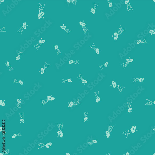 Green Radar icon isolated seamless pattern on green background. Military search system. Vector Illustration