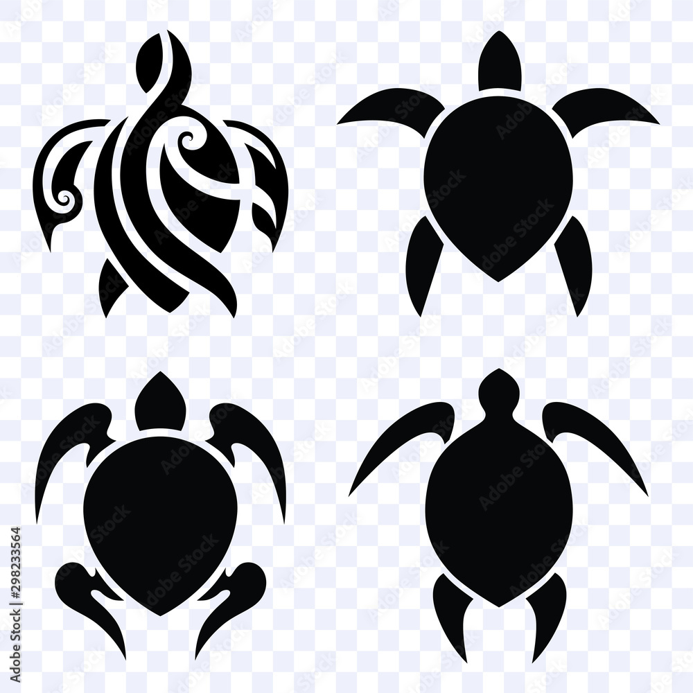 tattoo turtle polynesian, tribal ink design polynesian style, set vector  isolated shape Stock Vector | Adobe Stock