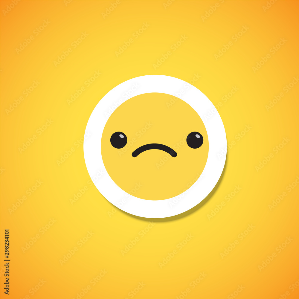 Fototapeta premium Yellow cute emoticon sticker, vector illustration