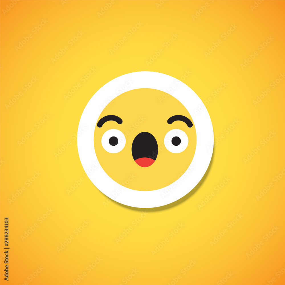 Fototapeta premium Yellow cute emoticon sticker, vector illustration