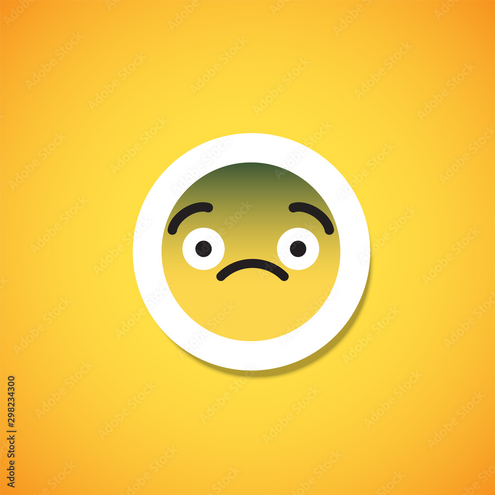Fototapeta premium Yellow cute emoticon sticker, vector illustration
