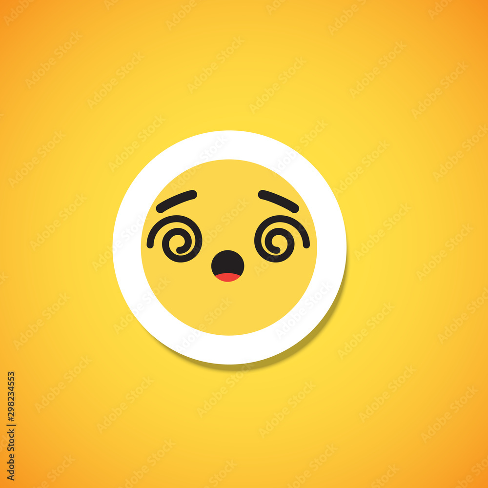 Fototapeta premium Yellow cute emoticon sticker, vector illustration