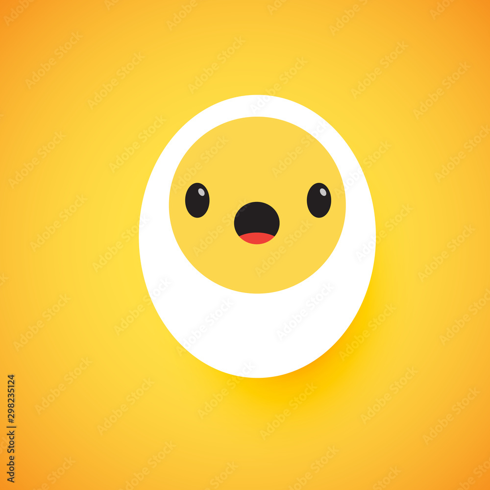 Cute egg emoticon face, vector illustration