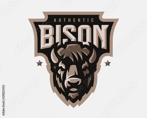 Bison modern logo. Bull template design emblem for a sport and eSport team.