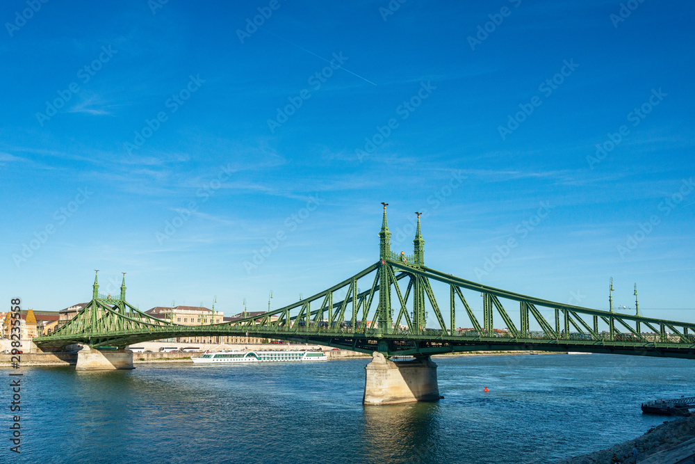 Budapest, Hungary - October 01, 2019: Liberty Bridge in Budapest, Hungary.