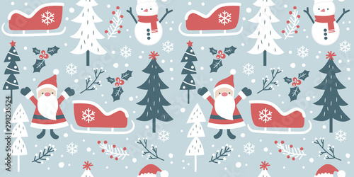 santa illustration in seamless pattern for decoration