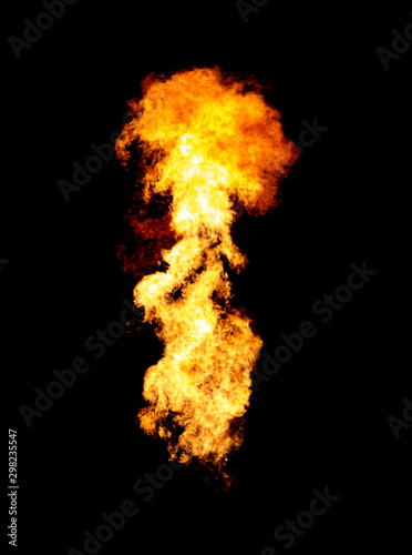 Fire of explosion, flame isolated on black