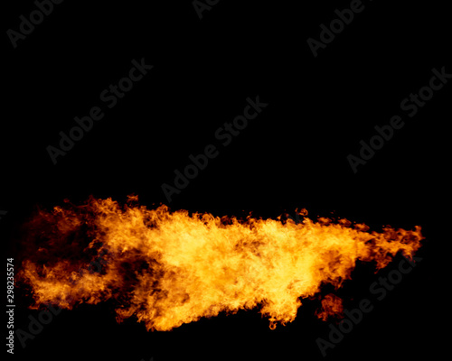 Flame underline, fire isolated on black