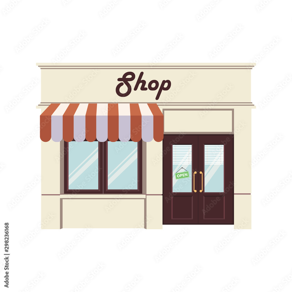 Flat design shop facade icon. Includes shop,newspaper,coffee shop,ice cream shop, flower shop,vegetable store,shoe repair,boutique,toy store. Flat design shop facade icon. Includes shop,newspaper,coffee shop,ice cream shop, flower shop,vegetable store,shoe repair,boutique,toy store.