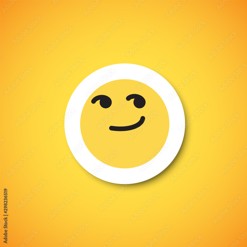 Fototapeta premium Yellow cute emoticon sticker, vector illustration
