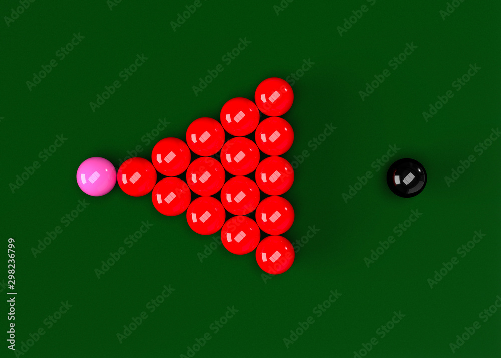 Snooker Billiards Balls Table Set Up 3D Render Snooker Billiards Balls Table Set Up 3D Render