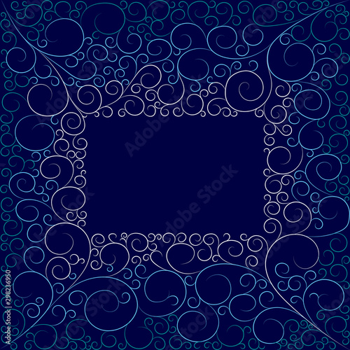 decorative openwork frame, winter pattern, lace background