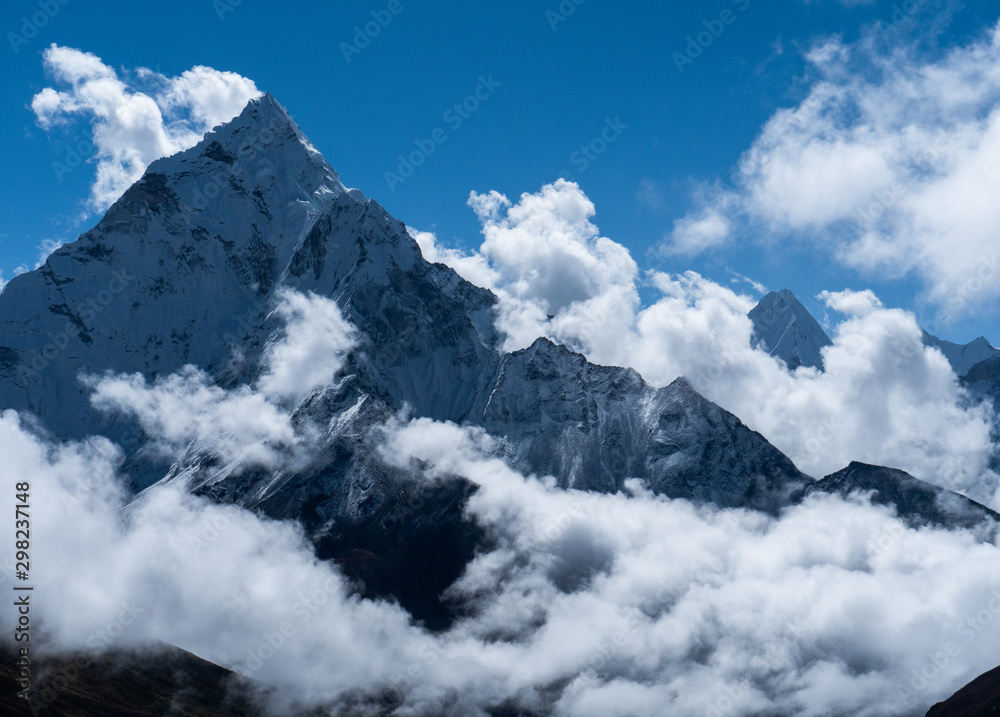 mount Ama Dablam , Himalayas mountain range in Nepal, tracking way to mount Everest