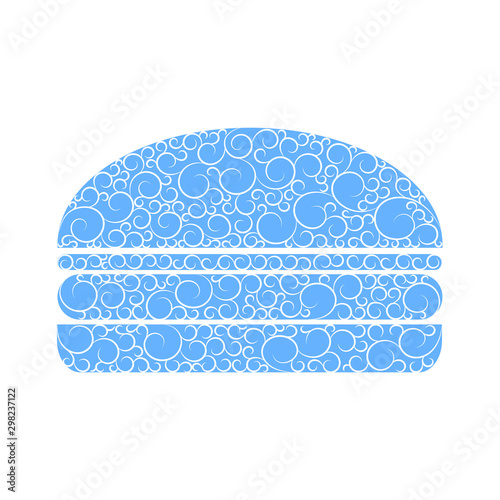 burger with winter pattern, holiday banner, cheeseburger with frosty drowing, festive hamburger