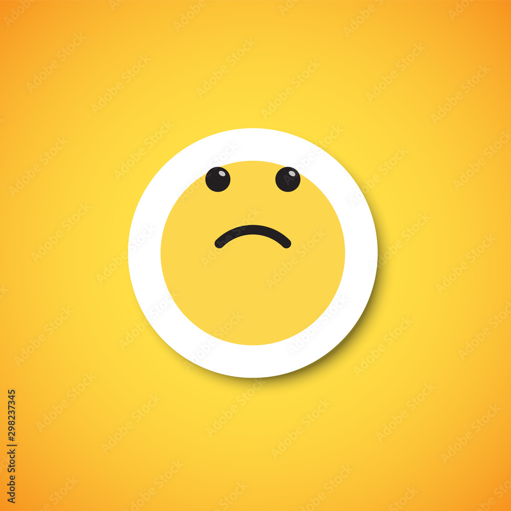 Fototapeta premium Yellow cute emoticon sticker, vector illustration