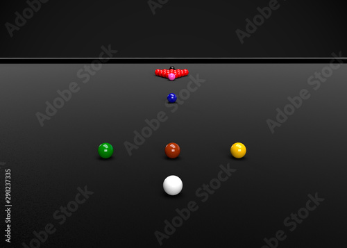 Fototapeta Naklejka Na Ścianę i Meble -  Snooker Billiards Balls Table Set Up 3D Render