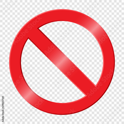 Prohibiting sign. Icon with red crossed circle